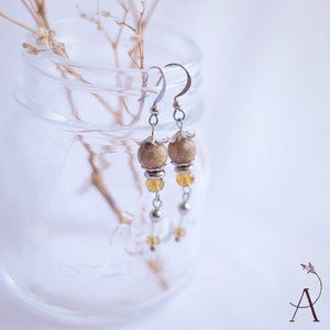 NWOT Handmade earrings with natural Jade gemstones